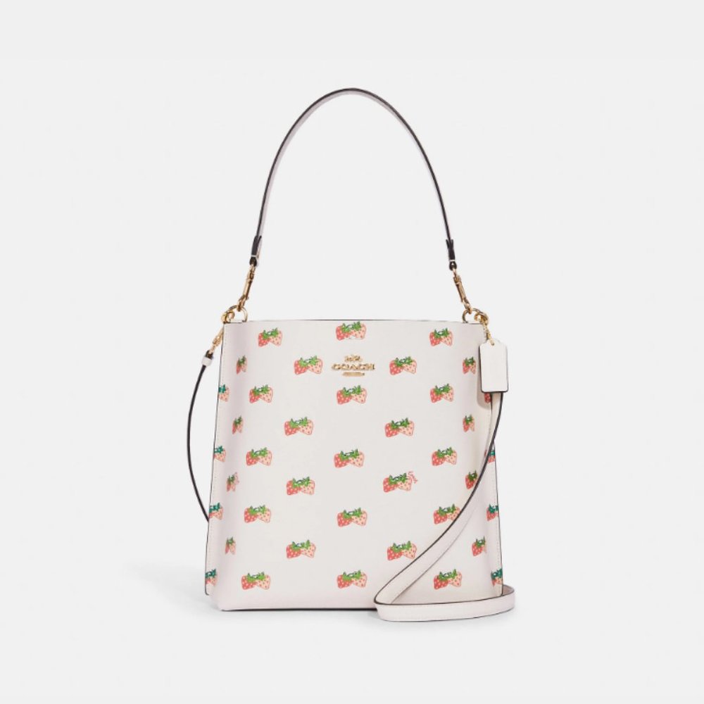 NWT $498 Original COACH Mollie Bucket Large Shoulder Bag Strawberry Print CB601